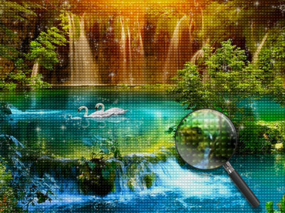 Wasserfall im Wald Diamond Painting