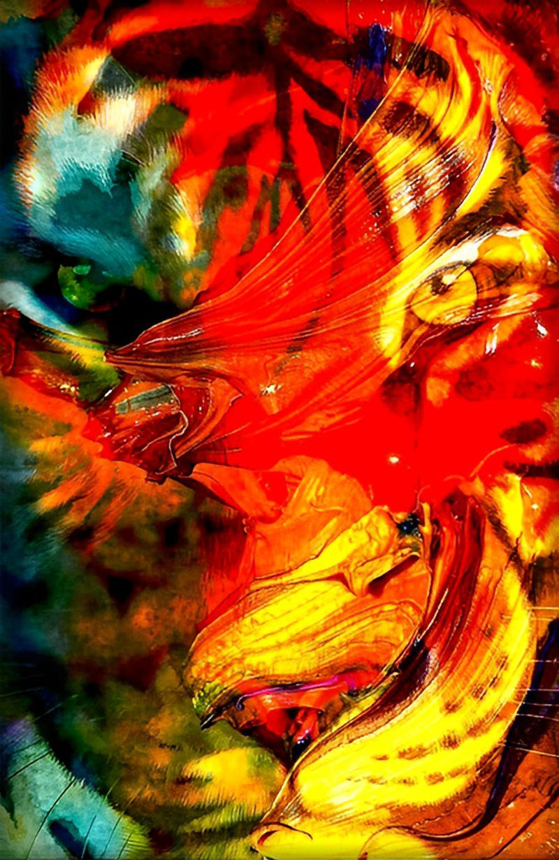 Tiger und rotes Licht Diamond Painting