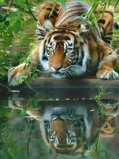 Tiger am See Diamond Painting