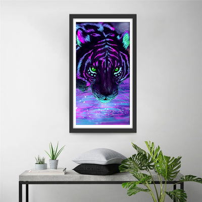 Leuchtender Tiger auf dem Wasser Diamond Painting