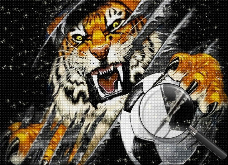 Tiger mit einem Fußball Diamond Painting