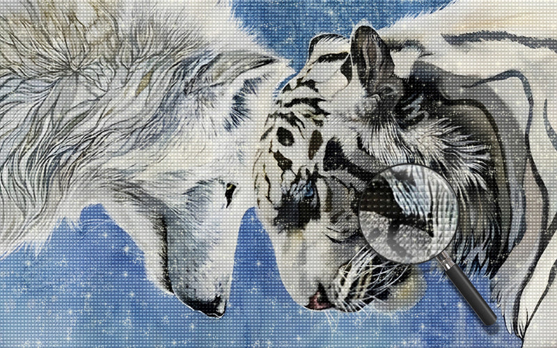 Kampf zwischen Tiger und Wolf Diamond Painting