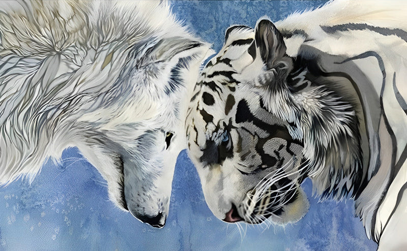 Kampf zwischen Tiger und Wolf Diamond Painting