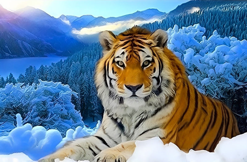 Tiger auf dem Schneeberg Diamond Painting