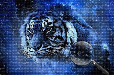 Tiger am blauen Sternenhimmel Diamond Painting