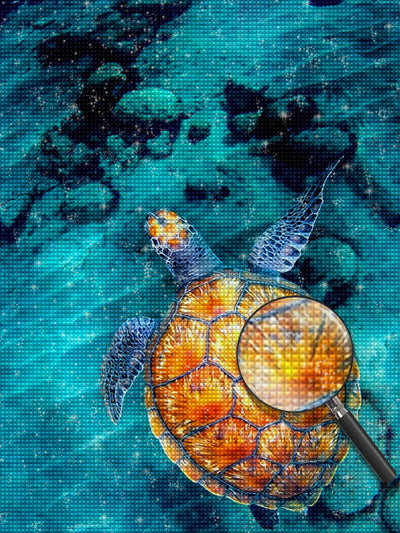 Orange Schildkröte im Meer Diamond Painting