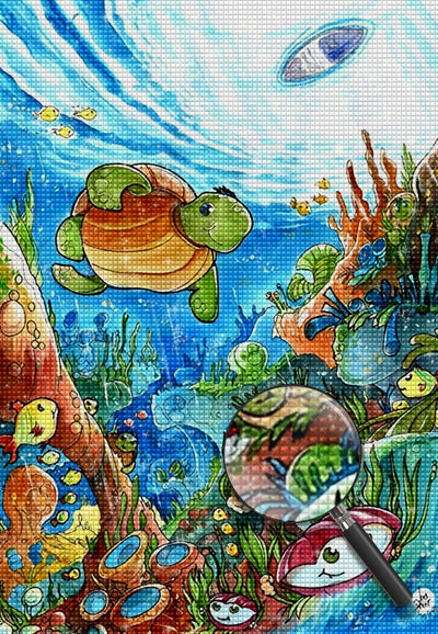 Cartoon Schildkröte im Meer Diamond Painting