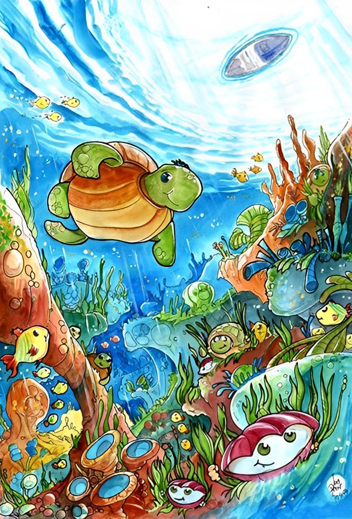 Cartoon Schildkröte im Meer Diamond Painting