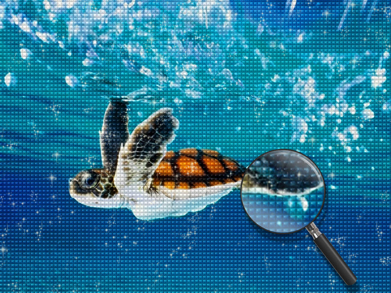 Bunte Schildkröte im tiefen Meer Diamond Painting