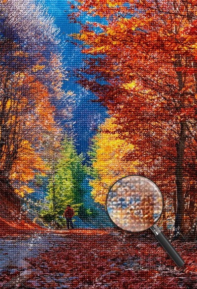 Pfad voller Laub im Wald Diamond Painting