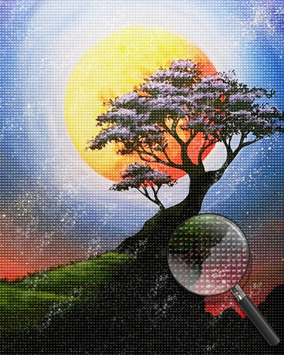 Baum Vollmond Diamond Painting