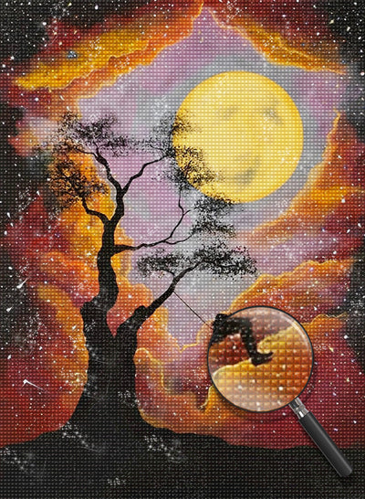 Schaukeln Baum Vollmond Diamond Painting