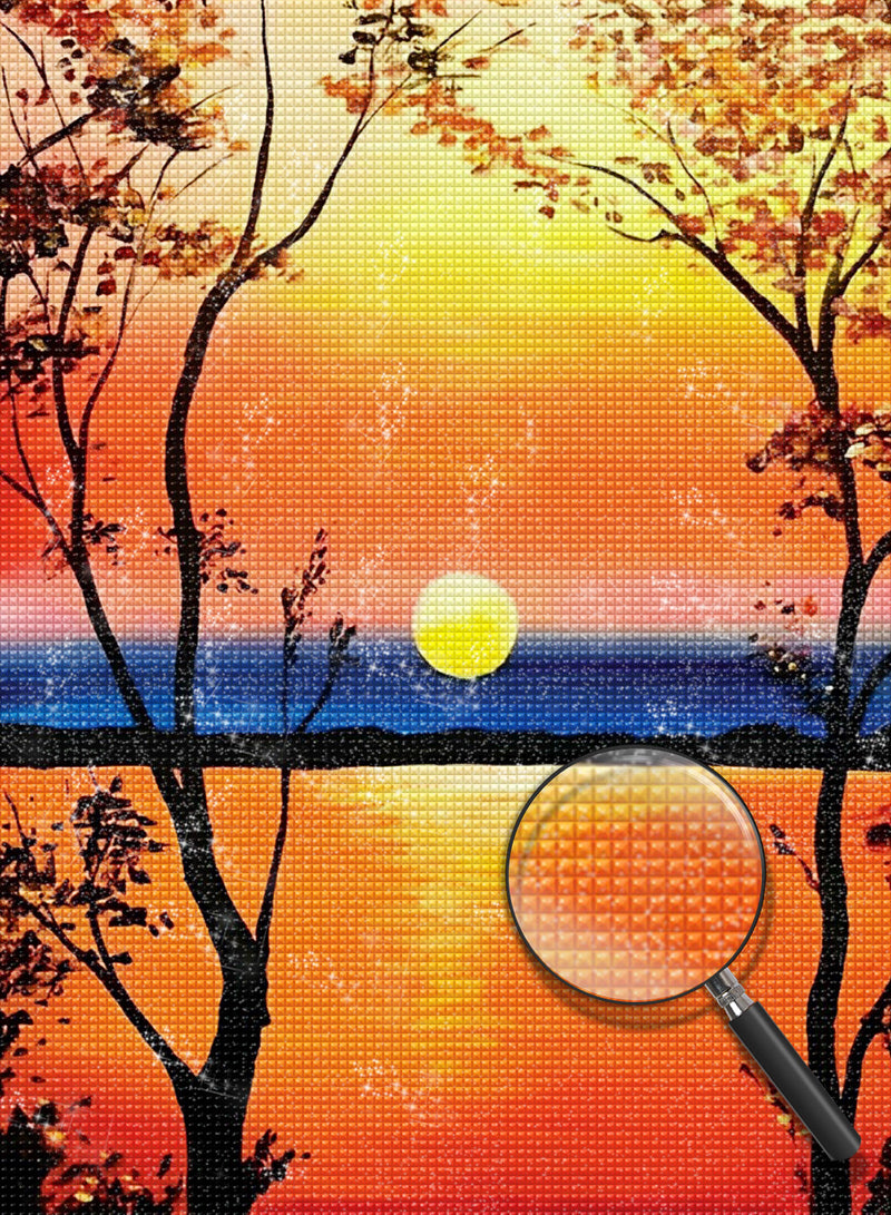 Der See beim Sonnenuntergang Diamond Painting