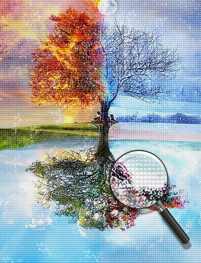 Vier Jahreszeiten Baum Diamond Painting