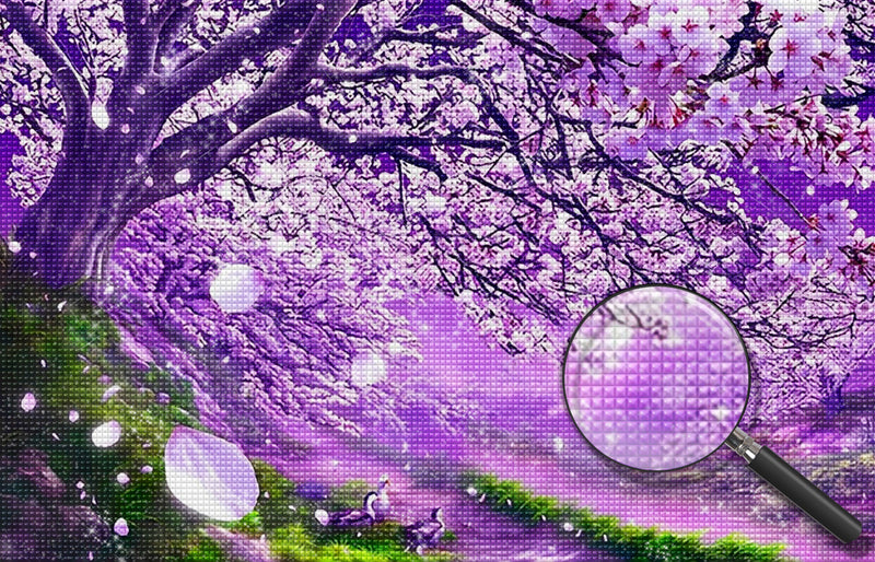 Lila Baum mit Kirschblüten Diamond Painting