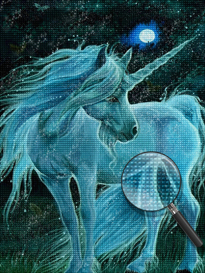 Weißes Einhorn unter Sternenhimmel Diamond Painting