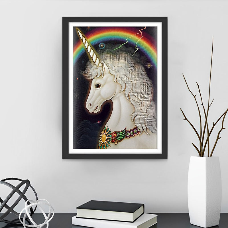 Weißes Einhorn und Regenbogen Diamond Painting