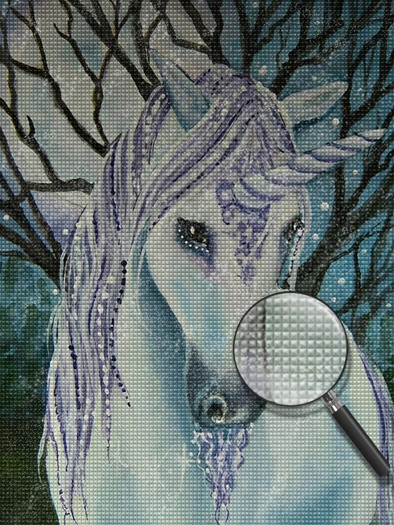 Weißes Einhorn im Wald Diamond Painting