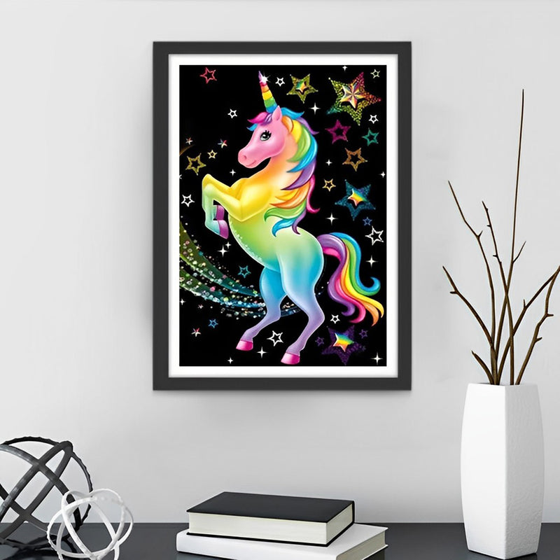 Sterne und buntes Einhorn Diamond Painting