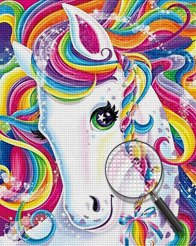 Einhorn mit bunten Haaren Diamond Painting