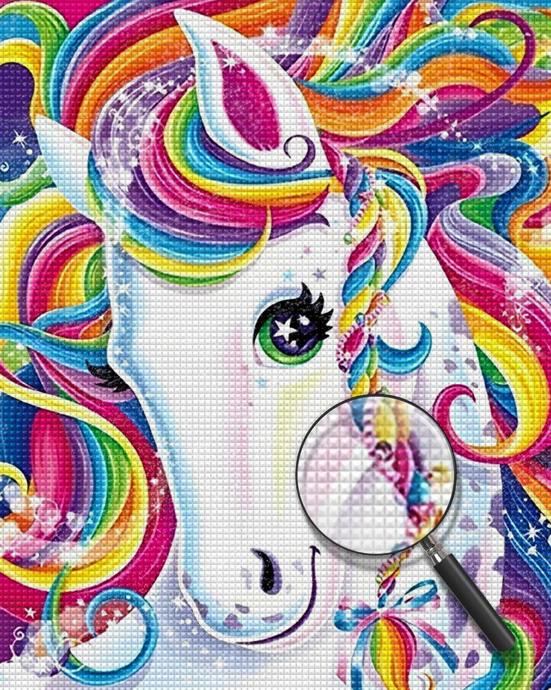 Einhorn mit bunten Haaren Diamond Painting