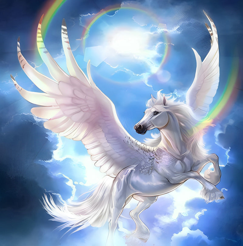 Fliegendes Einhorn und Regenbogen Diamond Painting