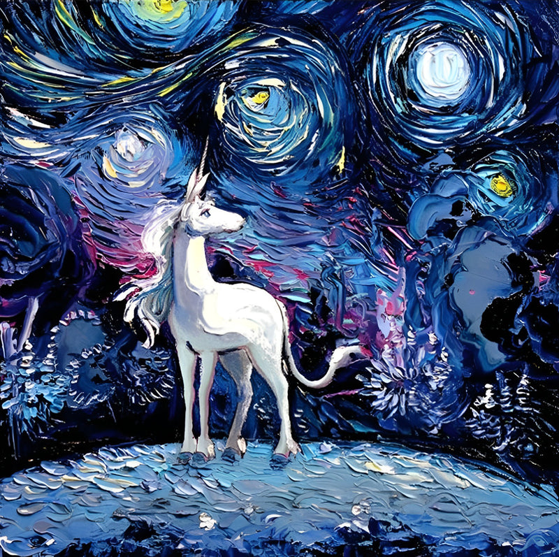 Weißes Einhorn Sternennacht Diamond Painting