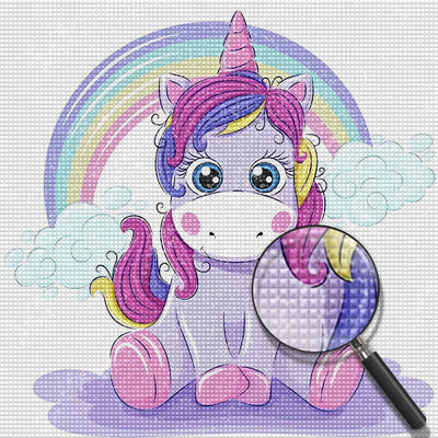 Cartoon Einhorn und Regenbogen Diamond Painting