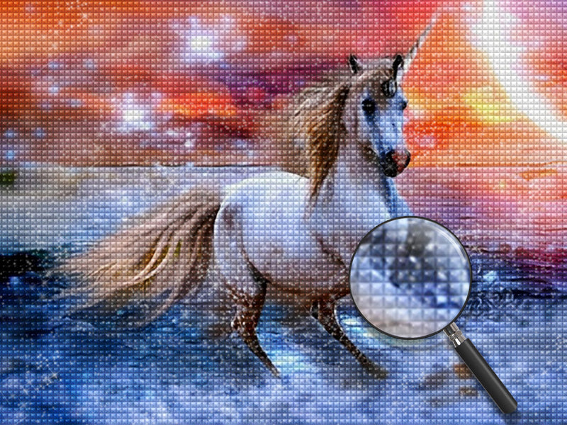 Im Wasser laufendes Einhorn Diamond Painting