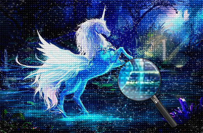 Einhorn mit Flügeln im Mondlicht Diamond Painting