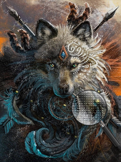 Indischer Wolfkönig Diamond Painting