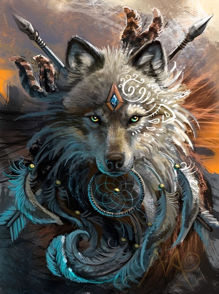 Indischer Wolfkönig Diamond Painting