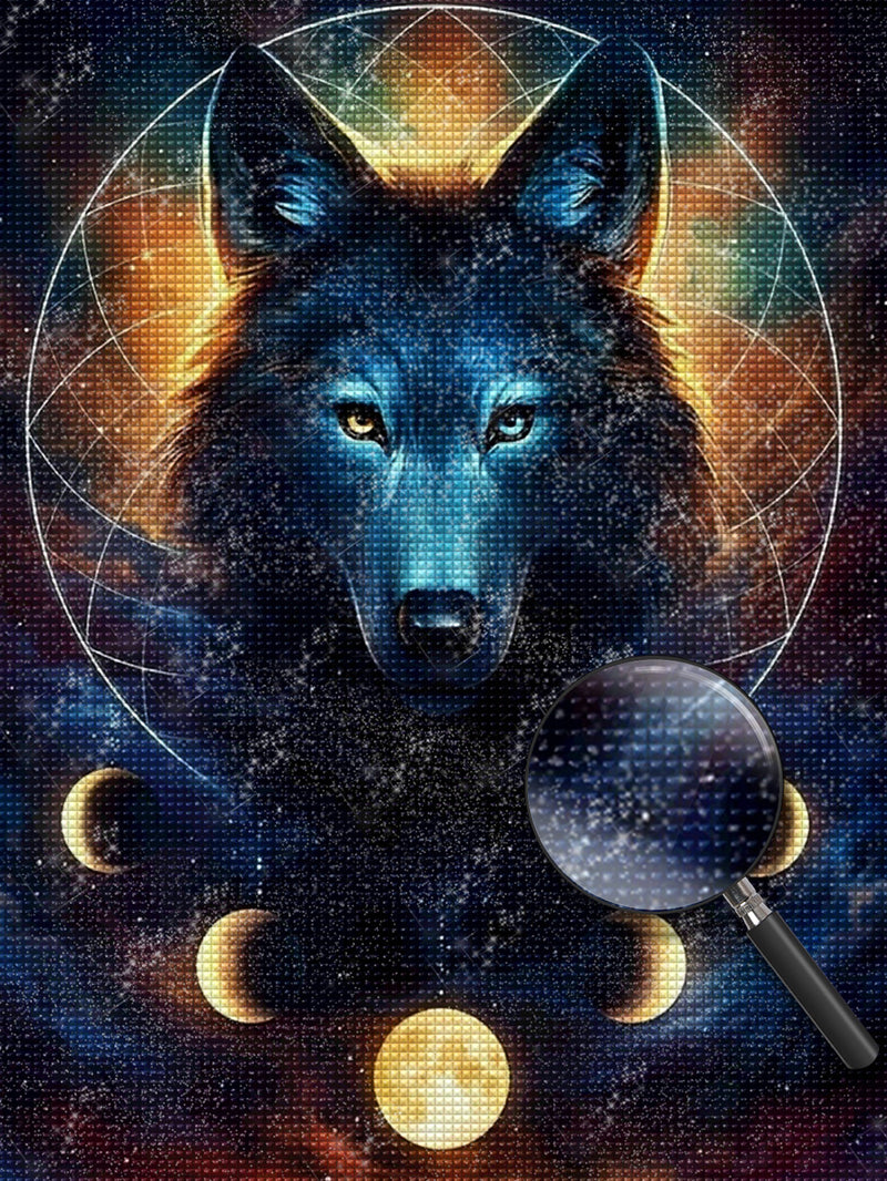 Wolf und Mond Diamond Painting