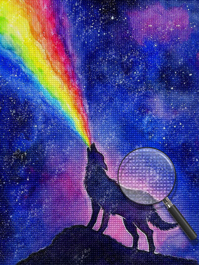 Regenbogen Wolfsgeheul Diamond Painting