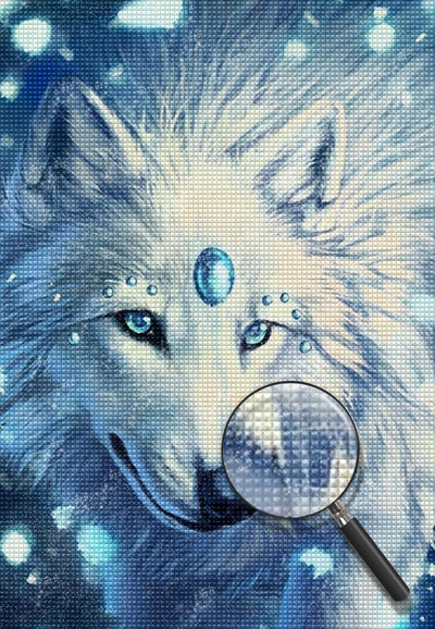 Schneewolf mit Edelstein Diamond Painting