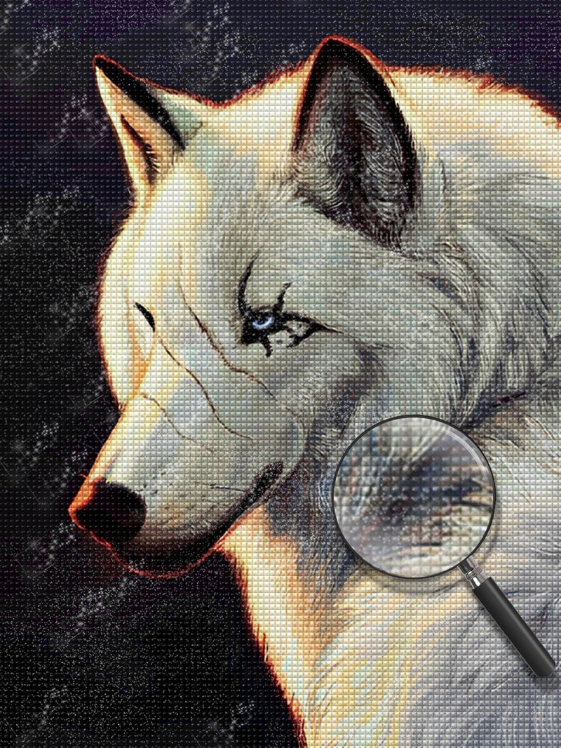 Verletzter weißer Wolf Diamond Painting