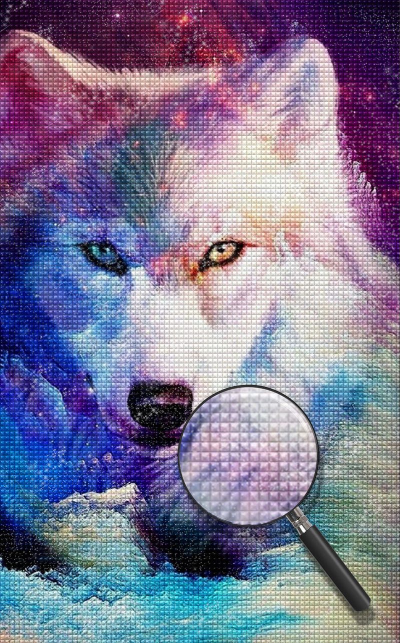 Wolf in farbigen Gletschern Diamond Painting