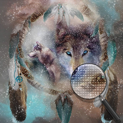 Wolf im Traumfänger Diamond Painting