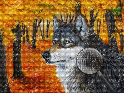 Wolf unter Ahornbäumen Diamond Painting