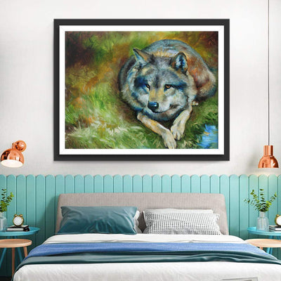 Wolf auf der Wiese Diamond Painting