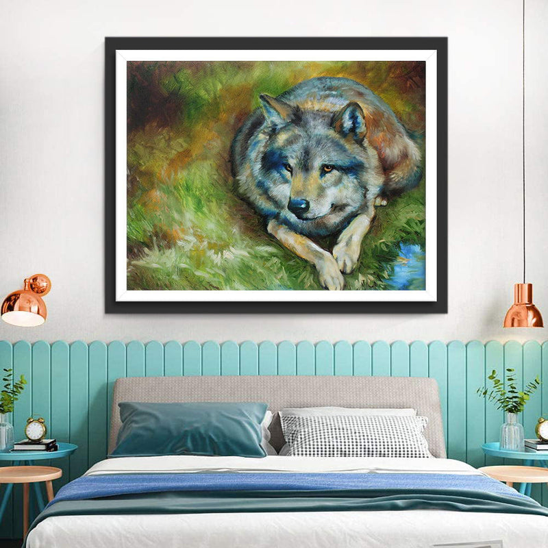 Wolf auf der Wiese Diamond Painting