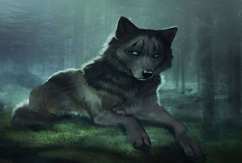 Einsamer Wolf im Wald Diamond Painting