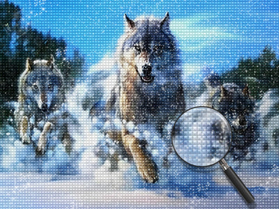 Laufende Wölfe im Schnee Diamond Painting