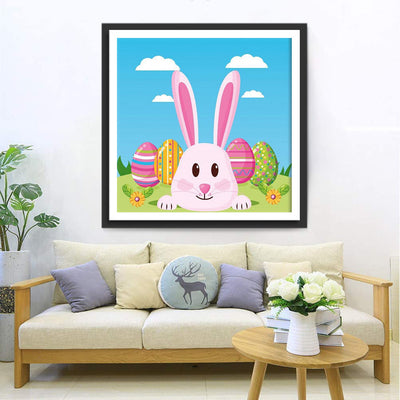 Rosa Hase und Ostereier Diamond Painting