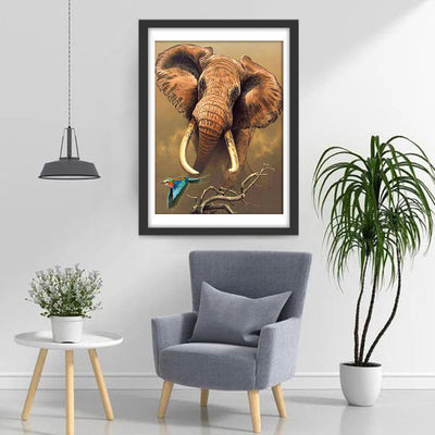 Elefant und Vogel Diamond Painting