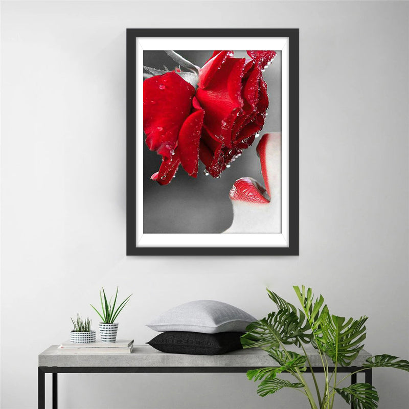 Rote Rose und Lippen Diamond Painting