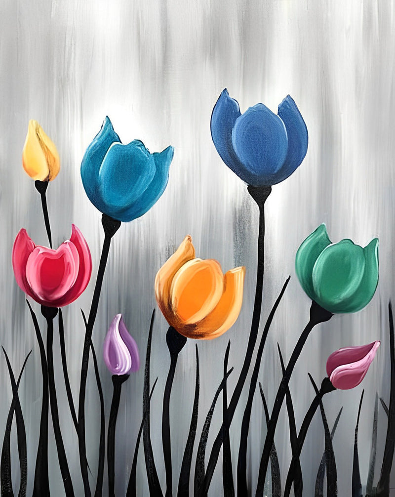 Farbige abstrakte Tulpen Diamond Painting