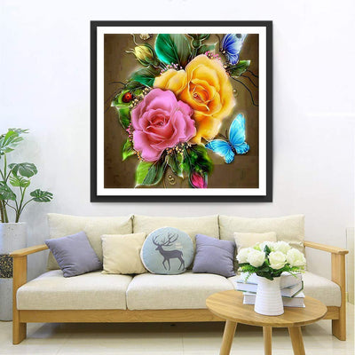 Rosa und gelbe Rosen Diamond Painting