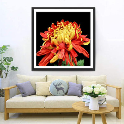 Golden-rote Blume Diamond Painting