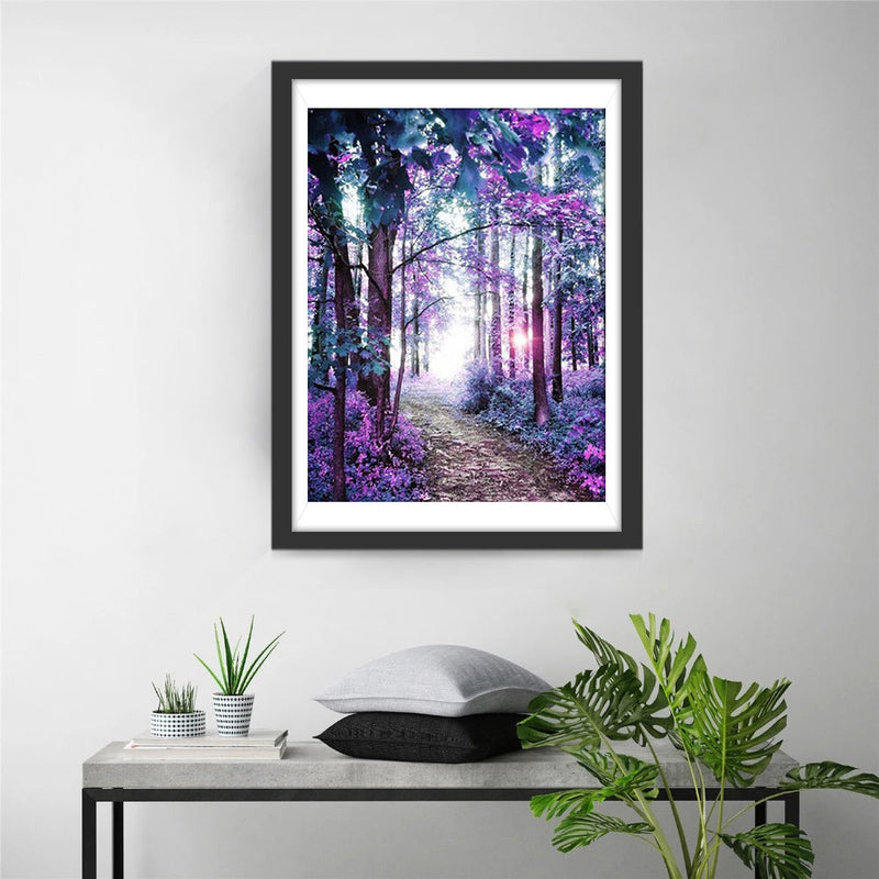 Pfad im lila Wald Diamond Painting